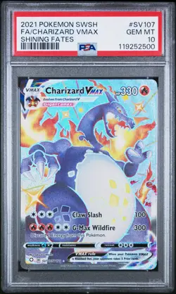 2021 POKEMON SWORD & SHIELD SHINING FATES #SV107 FULL ART/CHARIZARD VMAX PSA 10 - Image 1