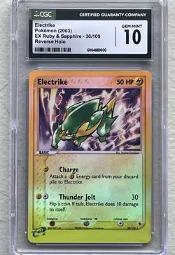 CGC 10 (POP 9!) Electrike 2003 Reverse Holo- EX Ruby & Sapphire Pokemon - 30/109 - Image 3