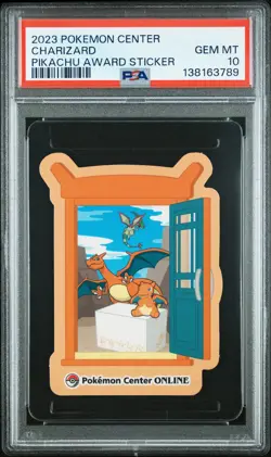 2023 POKEMON CENTER PIKACHU AWARD DELIVERY! STICKER CHARIZARD PSA 10 - Image 1