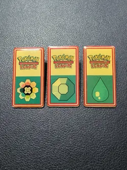 Vintage 1999 Indigo Pokemon League Gym Badges Pin Set Water Rainbow, Lot Of 3 - Image 1