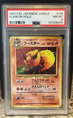 Flareon Holo 136 Japanese Vintage Pokemon 1997 PSA 8 Near Mint-Mint - Image 1