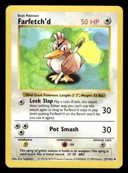 Pokemon TCG Base Set (Shadowless) #027/102 Farfetch'd LP+ - Image 1