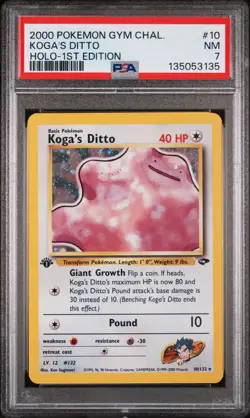 Koga's Ditto Holo-1st Edition Pokemon Gym Challenge 10/132 PSA 7 - Image 1