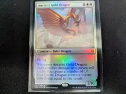 MTG Magic the Gathering FOIL Ancient Gold Dragon CLB! - Image 1