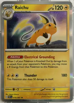 Raichu - 019/091 - SV Paldean Fates - Pokemon - Holo Rare - NM/M - Image 1