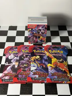 Pokemon TCG DESTINED RIVALS Booster Bundle & 4 Sleeved Art Set - 10 packs total - Image 1