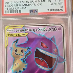 Pokemon Gengar & Mimikyu GX 164/181 Full Art Ultra Rare Holo Team Up PSA 10 TCG - Image 1