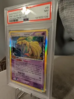 2006 POKEMON EX DRAGON FRONTIERS #8 NINETALES-REVERSE FOIL PSA 7 - Image 3