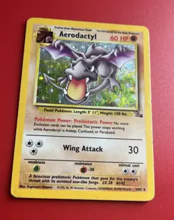 1999 Pokemon Fossil Aerodactyl Holo 1/62 Wizards Of The Coast HP/DMG - Image 1