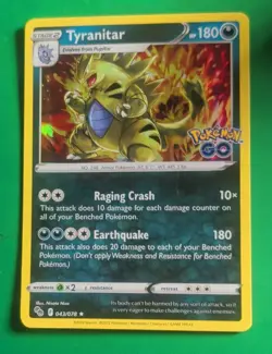 Pokemon Tyranitar Pokemon GO 043/078 Holo Rare Stage 2 180 HP Earthquake - Image 1