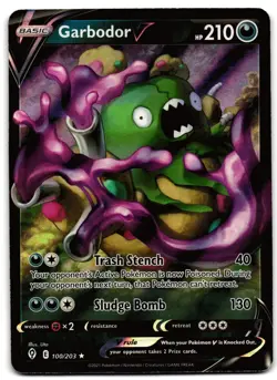 Garbodor V 100/203 - 🌊 Evolving Skies V Rare Pokemon TCG Holo 🖤 - LP - Image 1