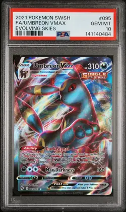 2021 Pokemon Sword & Shield 95 Umbreon VMAX Evolving Skies PSA 10 GEM MT - Image 1