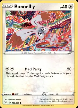 Bunnelby #150/189 - Common - Pokemon Darkness Ablaze 2020 - Near Mint - Image 1