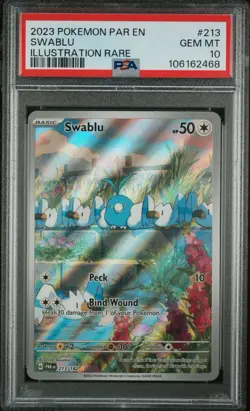 PSA 10 Swablu Illustration Rare 213/182 - Paradox Rift Pokemon Card - Gem Mint - Image 1