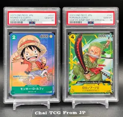 PSA10 Luffy P-037 Zoro P-042 Set Saikyo Jump Promo 2023 ONE PIECE Card Japanese - Image 1