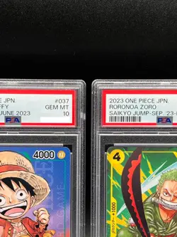PSA10 Luffy P-037 Zoro P-042 Set Saikyo Jump Promo 2023 ONE PIECE Card Japanese - Image 3