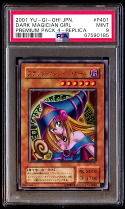 PSA 9 Mint Dark Magician Girl P4-01 Premium Replica 2001 Japanese Card Graded - Image 1