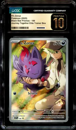 CGC 10 PRISTINE N's Zorua SVP 189 Elite Trainer HOLO PROMO SVP189 Pokemon Card - Image 2