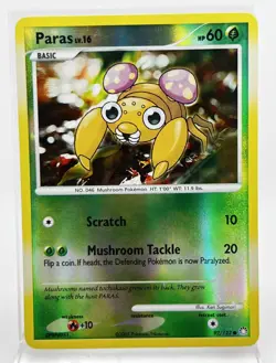 Paras Reverse Holo 92/123 Pokemon Card 2007 Mysterious Treasures LP - Image 1