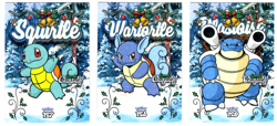 SQUIRTLE , WARTORTLE , BLASTOISE - Star Holo - Prisma Christmas Cards - Pokemon - Image 1