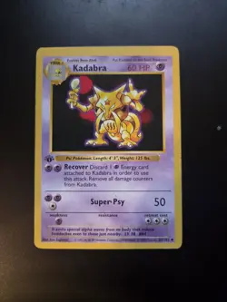 Pokemon Kadabra 1st Edition Uncommon Card Base Set Shadowless 032/102 60 HP 1999 - Image 1