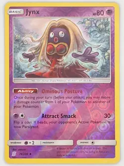 Jynx 76/236 Pokemon - Reverse Holo Sun & Moon Unified Minds MP - Image 1