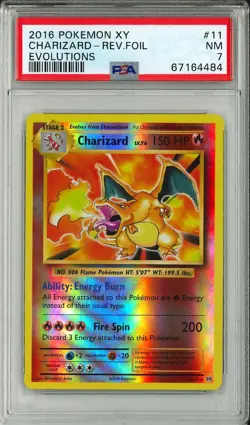 PSA 7 Charizard Reverse Holo #11 2016 Evolutions Pokemon XY - Image 1