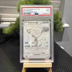 2025 POKEMON WHT EN-WHITE FLARE BLACK WHITE RARE #173 RESHIRAM EX PSA 9 - Image 1
