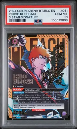 2024 UNION ARENA BT/BLC EN ICHIGO KUROSAKI 3 STAR SIGNATURE PSA 10 - Image 1