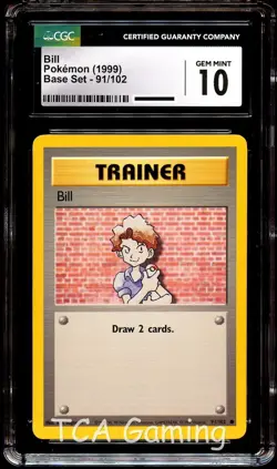 CGC 10 GEM MINT Bill 91/102 Base Set Pokemon Card - Image 1