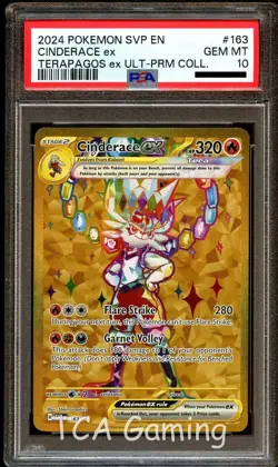 PSA 10 GEM MINT Cinderace Ex SVP163 SVP 163 Gold FULL ART PROMO Pokemon Card - Image 1