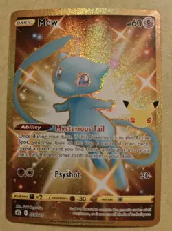 Pokemon Mew 025/025 Gold Secret Rare Celebrations Full Art #025 NM! - Image 1