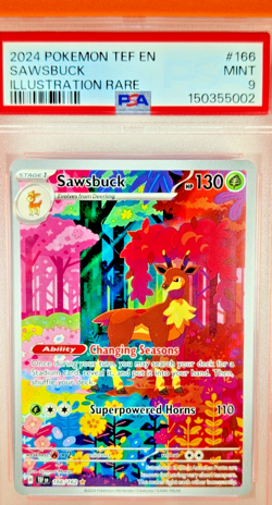 Sawsbuck 166/162 Illustration Rare SV05: Temporal Forces PSA 9 English Pokemon - Image 1