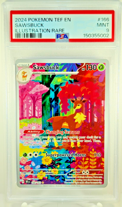 Sawsbuck 166/162 Illustration Rare SV05: Temporal Forces PSA 9 English Pokemon - Image 5