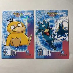 Pokemon Database Shiny Set Psyduck Golduck Shiny Sparkle Holo Set Of 2 - Image 1