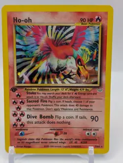 POKEMON HO-OH NEO REVELATION 1ST EDITION #7 7/64 Holo Rare WOTC 2000 CREASED - Image 1