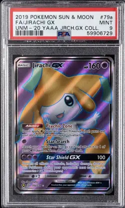 Pokemon Jirachi GX Sun & Moon Unified Minds 79A/236 Holo Alt Art Promo PSA 9 NM - Image 1