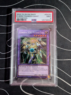 Yugioh E-Hero Thunder Giant RA03-EN153 + Flamewingman PSA 9 RA03-EN152 - Image 1
