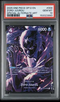2025 ONE PIECE OP12-LEGACY OF THE MASTER 004 ZORO-JUUROU SPECIAL ALT ART PSA 10 - Image 1