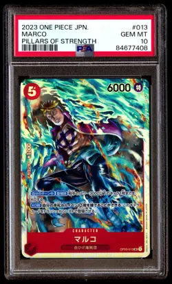 PSA 10 Gem Mint Marco OP03-013 Pillars of Strength 2023 Japanese ONE PIECE TCG - Image 1