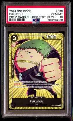 PSA 10 Gem Mint Fukurou OP03-088 Premium Card CL 2024 English ONE PIECE TCG - Image 1