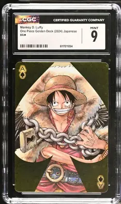 2024 ONE PIECE JAPANESE GOLDEN DECK MONKEY D LUFFY ACE SPADES CGC 9 MINT - Image 1