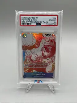 One Piece TCG 3rd Anniversary Treasure CP Pack Portgas D. Ace PSA 10 #OP13-053 - Image 1