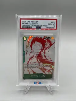 One Piece TCG 3rd Anniversary Treasure CP Pack Monkey D. Luffey PSA 10 #OP13-033 - Image 1