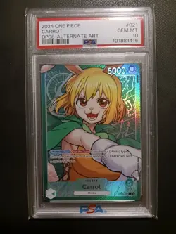 One Piece Card Game TCG Carrot OP08-021 Alt Art Leader PSA 10 - Image 1