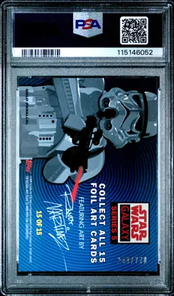 2010 TOPPS STAR WARS GALAXY SER 5 FOIL ART CARDS GOLD #15 YODA 244/770 PSA 8 - Image 2