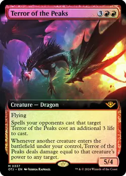 MTG Foil Extended Art Terror of the Peaks NM Outlaws of Thunder Junction - Image 1