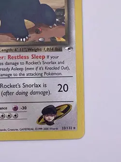 Rocket's Snorlax 33/132 Gym Heroes NM/LP Rare WOTC Pokemon TCG Vintage Single - Image 5
