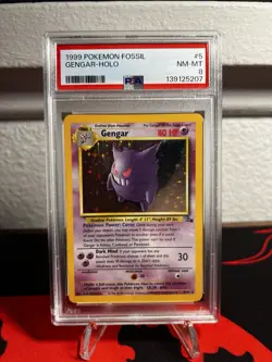 1999 POKEMON GENGAR FOSSIL HOLO UNLIMITED 5/62 PSA 8 VINTAGE RARE - Image 1