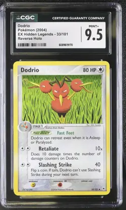 CGC 9.5 MINT+ Dodrio 2004 EX Hidden Legends 33/101 Reverse Holo Pokemon Card - Image 1